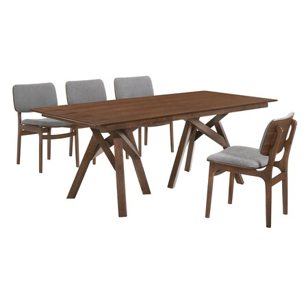 Armen Living Cortina and Lima 5 Piece Walnut Rectangular Dining Set SETCODIWA5D